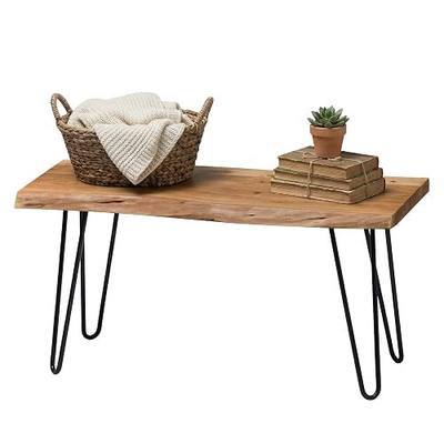 Alaterre Live Edge Solid Wood Entryway Bench with Hairpin Metal Legs, 36” | Narrow Shoe Bench, End of Bed Bench, Modern Farmhouse Table Bench, for Entryway, Dining Room, Kitchen, or Bedroom