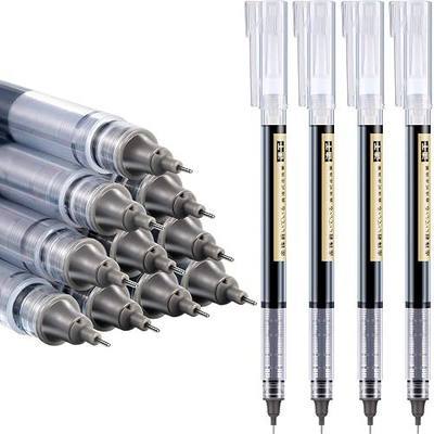 Frienda 12 Pieces Rolling Ball Pens 0.5 mm Japanese Quick Drying Fine Point Pens Liquid Ink Smooth Writing for Office Student Back to School Supplies(Black)