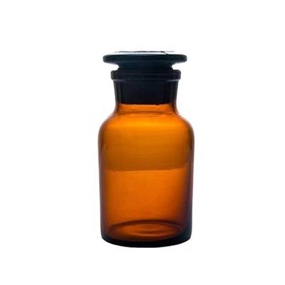 125ml Lab Amber Glass Reagent Bottle,Wide Mouth,Brown Flask With Ground Stopper