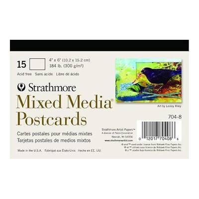 Strathmore Mixed Media Postcards, 15 Blank 4x6 inch Postcards Ready to Paint and Send (704-8)