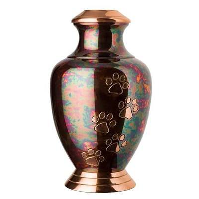 Kennedy Paws Series Pet Urn for Dogs, Handmade Brass Memorial Cremation Urn (Large - Pets up to 115 lbs, Raku)