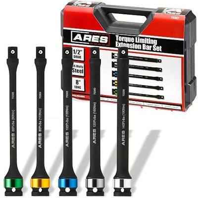 ARES 70367 Torque Limiting Extension Bar Set - 1/2-In Drive, 8-In Bars | Chrome Moly; Flex Action Prevents Over-Tightening; Color Coded