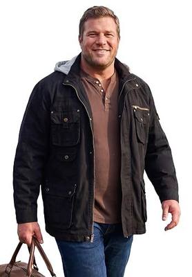 Boulder Creek by KingSize Men's Big & Tall 9 Pocket Twill Utility Jacket With Removable Hood