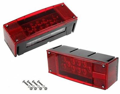Left+Right/over 12 LED super diodes for each light/AUTO 2PCS 12V LED Submersible Low Profile Rectangular Trailer Lights, Tail Stop Turn Running Lights Kit, Sealed for Boat Truck Marine