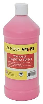 School Smart Washable Tempera Paint, Pink, 1 Quart Bottle