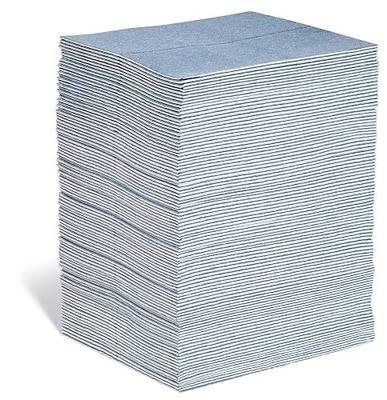 PIG Super Absorbent Mat Pads | 100 Oil Spill Mats | 15" x 19" Perforated Pads | Each Pad Absorbs 43 oz | Total Absorbency is 34 Gallons | Heavyweight | PM50242