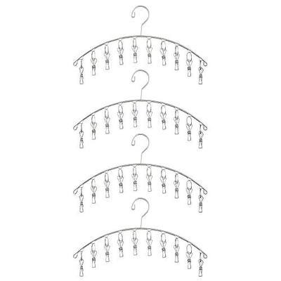 Toplife Clothes Hanger with 10 Clips, Set of 4 Clothes Drying Rack(Indoors) | Stainless Steel, for Drying Socks, Bras, Underwears, Baby Clothes, Hats, Scarfs, Towels, Pants and Gloves, Set of 4