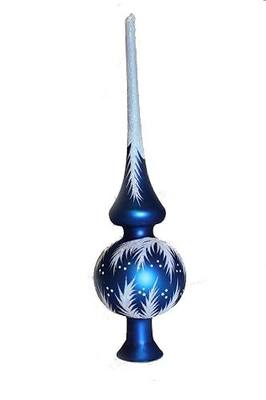 Christmas Tree Topper – Unique Collection of Blown Glass Xmas Tree Finials – Mouth-blown, hand-painted Treetop Glass Season Decorations, Beautiful,Classic Christmas Tree ornaments,10 inch,Crystal Blue
