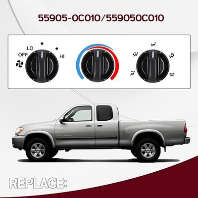 Xislet 3Pcs Tundra AC Knobs Replacement Compatible with 2000 2001 2002 2003 2004 2005 2006 Toyota Tundra A/C Air Conditioner Heater Blower Fan Control Knob 55905-0C010, 559050C010