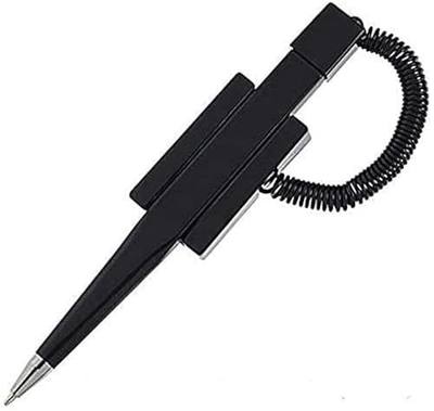 NOBO Pack of 5 Counter Coil Corded Wedgy Pen with Adhesive Backing, Black Ink