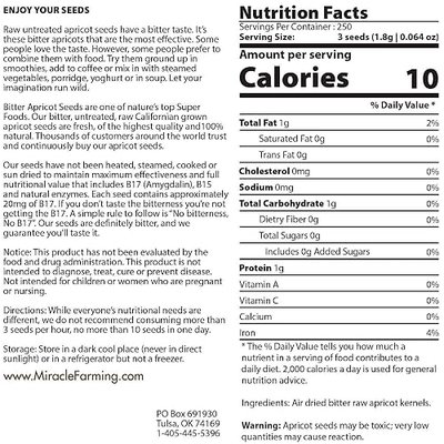 Bitter Apricot Seeds/Kernels, California USA Grown, Non GMO, Vegan, Raw & Large, The Best Natural Source of Vitamin B17, In a Resealable Pouch (1LB)