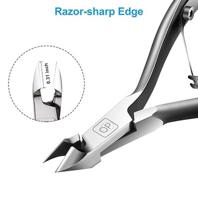 Cuticle Trimmer 3/4 Jaw Extremely Sharp Cuticle Nippers Scissors Stainless Steel Clippers Cutter Remover Pedicure Manicure Nail Tool, opove X7, Space Gray