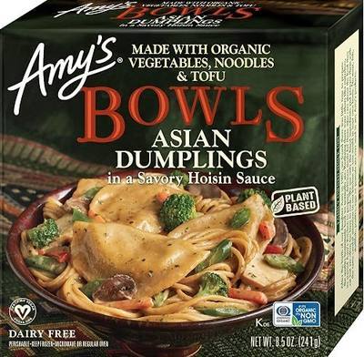 Amy's Frozen Bowls, Asian Dumplings In a Savory Hoisin Sauce, Vegan, 8.5 oz.