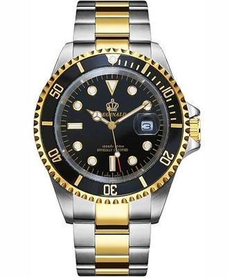 Reginald Men Watch Rotatable Bezel Waterproof Sapphire Stainless Steel Date Quartz Black Watches