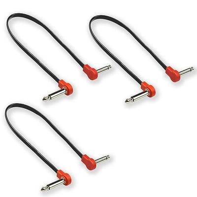 Flat Low Profile Guitar Patch Cable 20 inch for Effects Pedals, 1/4 inch Right-Angle, Red, 3-Pack New Version