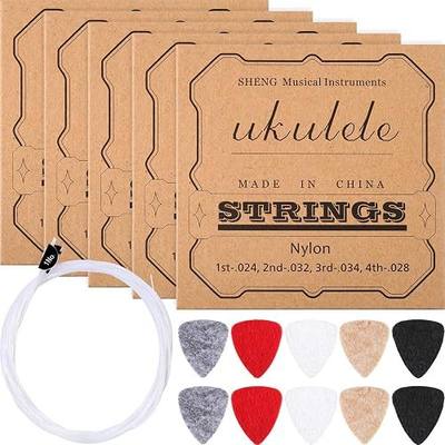 CHENGU 5 Sets Nylon Ukulele Strings with 10 Ukulele Felt Picks Strings Accessories Kit for Soprano (21 Inch)/ Concert (23 Inch)/ Tenor (26 Inch)