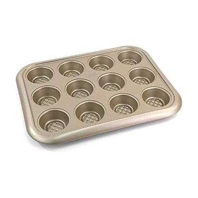 Chicago Metallic 5228794 Arch Textured Non-Stick 12-Cup Cupcake/Muffin Baking Pan, Champagne