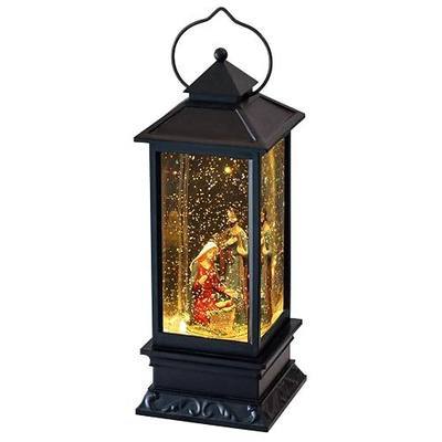 Nativity Music Snow Globe Lantern with Timer Battery Operated & USB Powered Lighted Singing Snow Globe Lamp Spinning Water Swirling Glitters Christmas Decor 4" x 4" x 12"