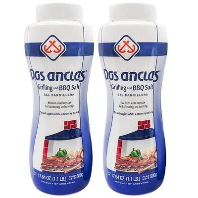 Dos Anclas Sal Parrillera 2 Pack, Rock Salt for Grilling and BBQ, Refined Medium Grain Salt for Meat and Seafood, Multi-Purpose Seasoning Gourmet Salt, 17.64 Oz (1.1 LB)