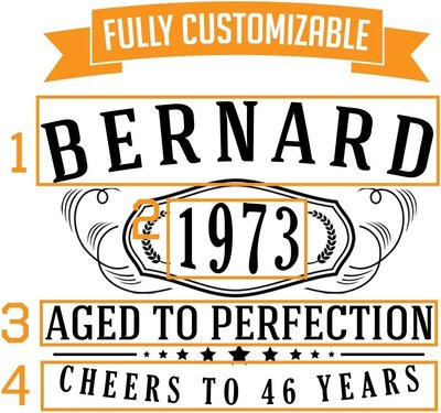 Spotted Dog Company Personalized Etched 64oz Amber Glass Beer Growler - Customized Engraved Gifts for Men - Beer Gifts for Men - Birthday, Bernard