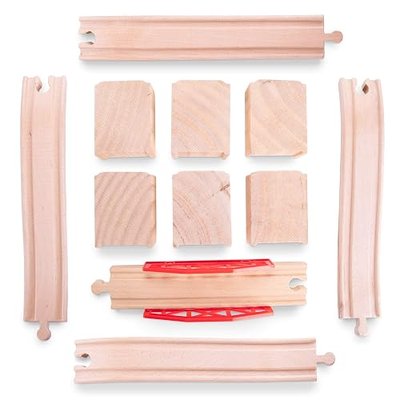 Conductor Carl Wood Train Track Bridge Expansion Pack| Compatible with Most Train Tracks| 11 Count (Pack of 1)