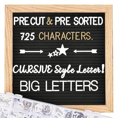 Felt Letter Board with Letters, Pre Cut & Sorted 725 Letters, First Day of School Board, Baby Announcement Sign, Pregnancy Announcement, Custom Signs & Wood Stand, 10x10in Message Board, Classroom Decor Sign Board