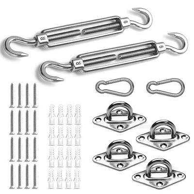 SUNNY GUARD Sun Shade Sail 304 Stainless Steel Hardware Kit 6 Inch for Rectangle Shade Sail Installation for Backyard Yard Deck Patio Garden