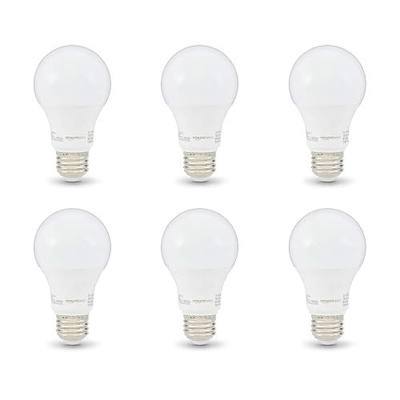 Amazon Basics Non-Dimmable LED Light Bulbs, Great Brightness, 40W Equivalent, 6W, E26 Standard Base, 2700K, 10,000 Hour Lifetime, Soft White A19, 6-Pack