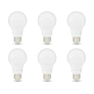 Amazon Basics A19 LED Light Bulbs, 60 Watt Equivalent, Energy Efficient 9W, E26 Standard Base, Soft White 2700K, Dimmable, 10,000 Hour Lifetime , 6-Pack