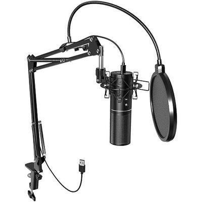 TONOR USB Podcast Microphone, Gaming PC Studio Streaming Mic Kit for Gamer, Recording Condenser Equipment Cardioid Microfono for Singing, YouTube, 200 cm/78inch Cable, with Adjustable Arm Stand, Q9