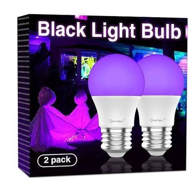Onforu A19 E26 15W Black Light Bulb, LED Blacklights for Halloween | 120V, 385-400nm Blacklight Bulbs Indoor Halloween Lights for Face Paint Fluorescent Poster and Grow Party