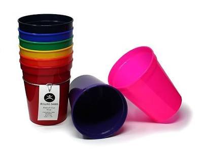 Rolling Sands 16 oz. Reusable Plastic Stadium Cups, 8 Pack, Made in USA, BPA-Free Dishwasher Safe Tumblers, Rainbow