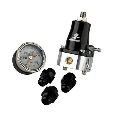 Aeromotive EFI Fuel Pressure Regulator and Fitting Kit for Fuel Injected Systems - Adjustable 40-75 PSI, Bypass Return Style, Includes Gauge & Fittings, Universal for Car & Automotive Engines - 13130 | Injected Systems - Adjustable 40-75 PSI, Bypass Return Style, Includes Gauge & Fittings, Universal