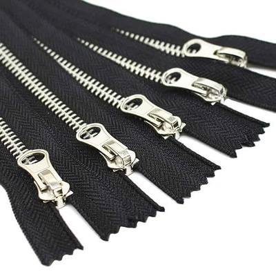 YaHoGa 5PCS 6 Inch #5 Silver Metal Zippers for Sewing Bag 15cm Black | Close End Metal Zippers Bulk for Bags Purses Shoes Crafts Jackets