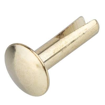 Brass Plated Steel Split Rivets - 5/8" Long - Pack of 50 - Split Rivets for Cymbals, Dog Collars, Trunks, Boxes - RI1-SB