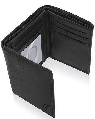 Trifold Wallets for Men - Slim RFID Blocking Wallet for Securing Personal Data - Front Pocket Friendly Genuine Leather Wallet - Mens Wallets Trifold with ID Window - Tri Fold Wallet Gifts for Men