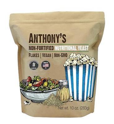 Anthony's Nutritional Yeast Flakes, 10 oz, Non Fortified, Batch Tested Gluten Free, Non GMO