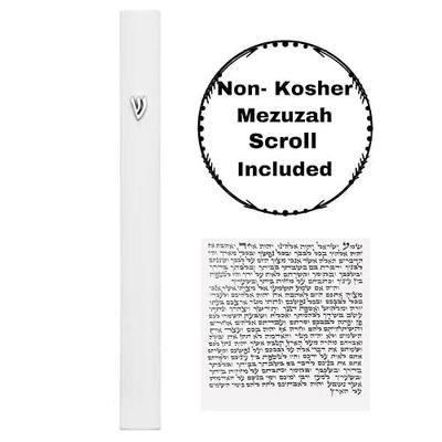A&S Mezuzot Alumium Mezuzah Case in Silver Shin Design Weatherproof Door Mezuza Judaica Art for Home Blessing (White, 7 Inches)