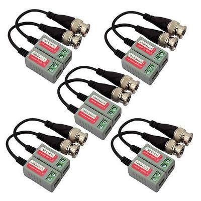 5 Pack (10 Pcs) Mini CCTV BNC Video Balun Transceiver With Pigtail, Video Passive Balun for HD-TVI/CVI/AHD/Analog/960H Camera