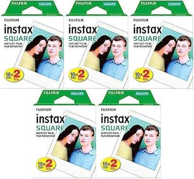 Fujifilm Instax Square Film Twin Pack 5 X 20 Exposures, 100 Shots (5 Items) | 5 Twin Packs, 62×62 Mm Prints, Iso 800, Fits SQ1, SQ6, SQ10 and Sp-3, (10 Pack), (100 Exposures)