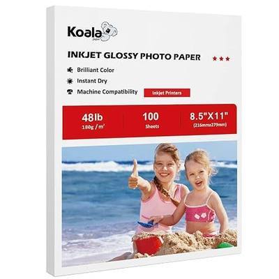 Koala Glossy Inkjet Photo Paper 8.5X11 Inches 48lb 100 Sheets | Glossy Photographic Paper Compatible with Inkjet Printer Use Dye Ink 180GSM