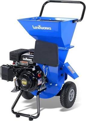 Landworks 3-in-1 Gas Wood Chipper Shredder, 7 HP, 3" Capacity | 15:1 Reduction and 3" Branch Capacity for Outdoor Debris Processing