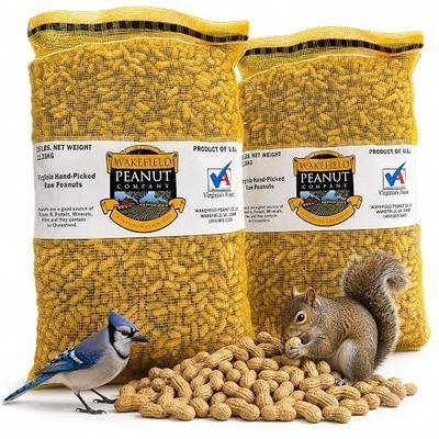 Wakefield Premium Virginia Peanuts In-Shell for Squirrels, Blue Jays & Wildlife - 25 LB Bulk Bag - Hand-Picked, Raw, Unsalted, High Protein Wild Bird & Animal Feed (50 LBS)