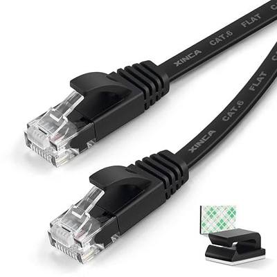 Cat6 Ethernet Cable 15 ft Black Gigabit Flat Network LAN Cable with 5 pcs Cable Clips Snagless Rj45 Connectors for Computer/Modem/Router/X-Box Faster Than Cat5e/Cat5