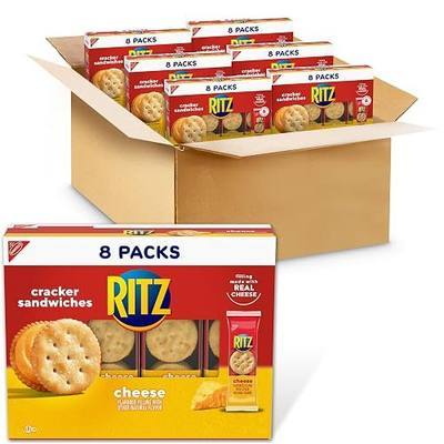 RITZ Cheese Sandwich Crackers, Lunch Snacks, 48 Snack Packs (6 Boxes, 6 Crackers Per Pack)