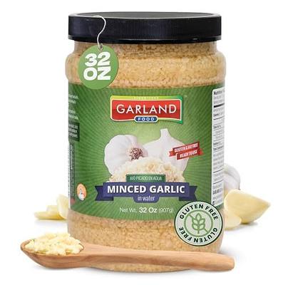 Garland Food Minced Garlic in Water 32 oz – Made in the USA - Minced Garlic in Jar for Fresh Flavor, Time-Saving Prep, and Versatile Uses in Every Dish