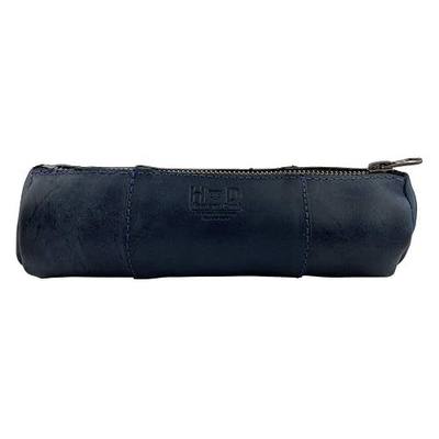 Hide & Drink, Rustic Cylinder Case for Keys, Office Supplies, Change, Personal Items, Cables & Dongles, Classic Bag, Full Grain Leather, Handmade, Slate Blue