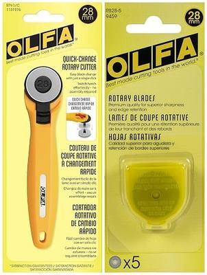 OLFA Rotary Fabric Cutter 28MM with 5 Blade Refill For Quilting, Sewing, and Crafts