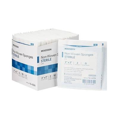 McKesson Non-Woven Sponges, Sterile, 4-Ply, Polyester/Rayon, 2 in x 2 in, 2 Per Pack, 50 Packs, 100 Total | Polyester / Rayon