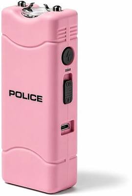 POLICE Stun Gun for Self Defense 801 Mini Rechargeable LED Flashlight Pink | High Voltage Protection, Compact Design, Non-Slip Grip, Holster
